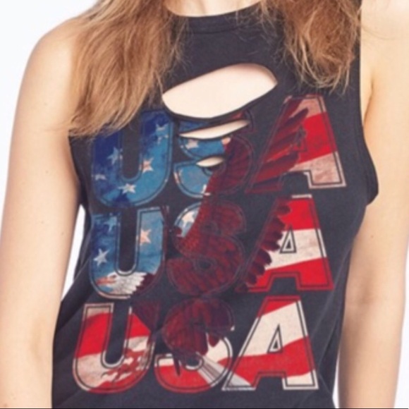 USA Patriotic Distressed Festival Eagle Tank Top - Picture 2 of 2